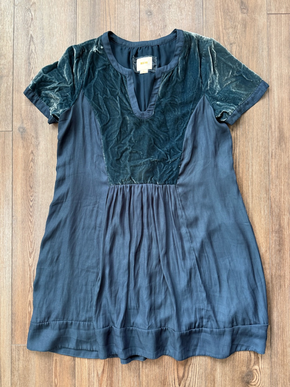 Maeve Mini Dress in Dark Teal and Navy